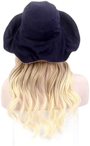 נשים שיער כובע שחור צל דייג כובע פאה בתוספת כובע ארוך מתולתל זהב פאת כובע