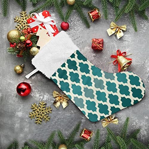 גרבי חג המולד לבנים דפוס מרוקאי לבן-רירלד ירוק לבן שרוול קטיפה קטיפה חופשה משפחתית קטיפה בהתאמה אישית