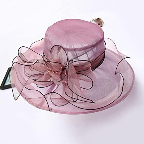Bcdlily לנשים דרבי שמלת כנסייה כובע כלה כלה חתונה כובעים כובעי טי מסיבת כובעי דלי פרחים חמודים