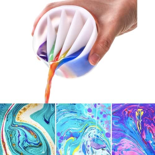 5 כוסות מפוצלות בערוץ כוס פיצול לצבע שופך כוס מפוצלת סיליקון לשימוש חוזר לשרף צבע אקרילי שופך DIY