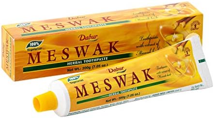 משחת שיניים של Dabur Meswak - משחת שיניים חופשית פלואוריד, משחת שיניים טבעית לבריאות הפה והמסטיק, משחת