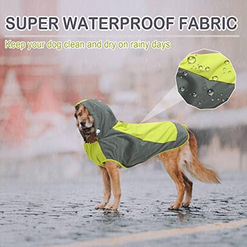 מעיל גשם של כלב ברדס, מעילי ז'קט אטום מים חיות מחמד, מעיל גשם לחיות מחמד עם רצועות רפלקטיביות לכלבים