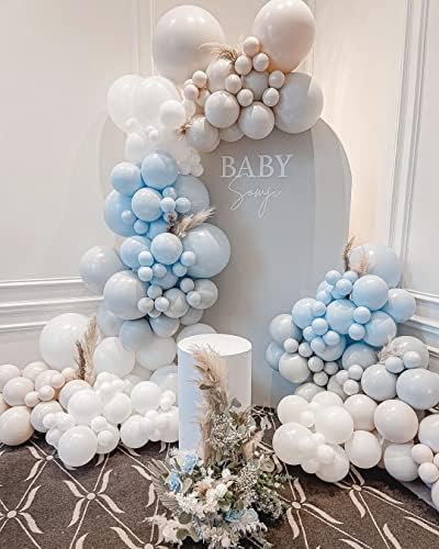 תינוק כחול ואובך כחול בלון זר קשת ערכת, כפול ממולא לטקס בלוני עבור תינוק מקלחת מין לחשוף יום הולדת חתונה
