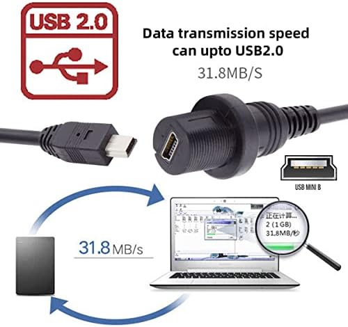Cablecc אטום למים אטום אבק 480 מגהביט לשנייה מיני USB2.0 5 סיביות זכר לנקבה נתוני כוח כוח רכבל רכבל