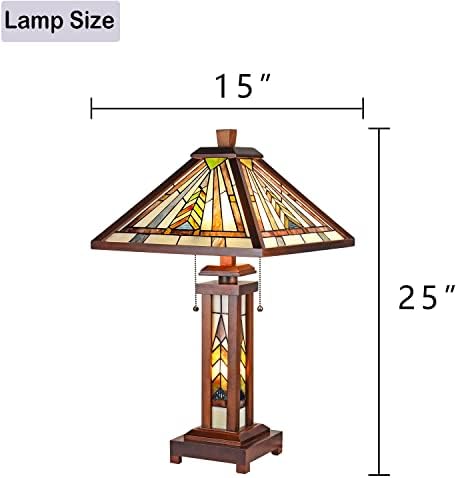 קוטוס טיפאני מנורת שולחן לילה אור, בעבודת יד מוכתם זכוכית מנורת לקריאה, 3 אורות עץ לקצץ משימה בציר מנורת