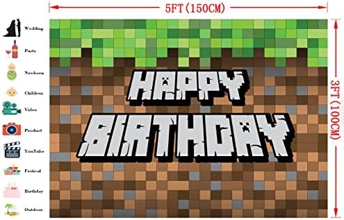 רקע יום הולדת למשחק וידאו פיקסל פוליאסטר 5 על 3 רגל ליום הולדת שמח רקע צילום כריית לכלוך בלוק פיקסל