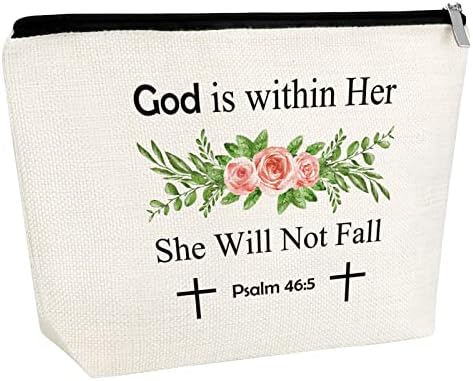 נוצרי מתנה דתי איפור שקיות עבור נשים בנות טבילת אמונה התנך פסוק קוסמטי תיק עבור בת הסנדקית אישור יום