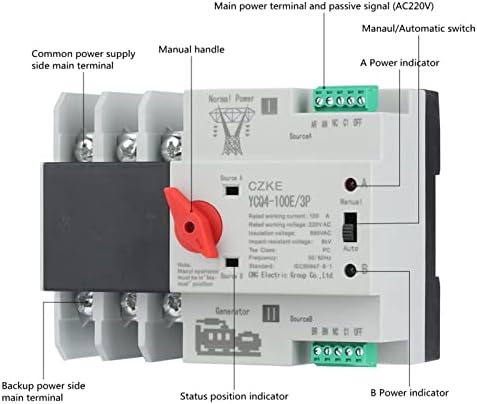 FACDEM YCQ4-100E/3P 63A 100A כוח כפול מתג העברה אוטומטי 220V AC 8KA מתגי ATS DIN ATS מתגי ללא הפרעה