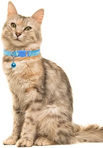 6 מארז חתול צווארון רעיוני עם פעמון הבדלני בטיחות ניילון מתכוונן לילדה ילד חתולי חתלתול