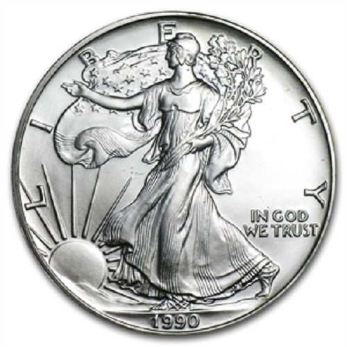 1990-1 OZ American Silver Eagle .999 כסף משובח עם תעודת האותנטיות שלנו דולר לא מחולל ארהב מנטה