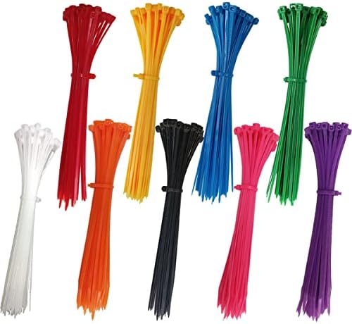 אורליסג 450 יחידות של קשרי כבלים צבעוניים, קשרי כבל ניילון רב צבעוניים, קשרי רוכסן כבלים בגודל 6 , 9