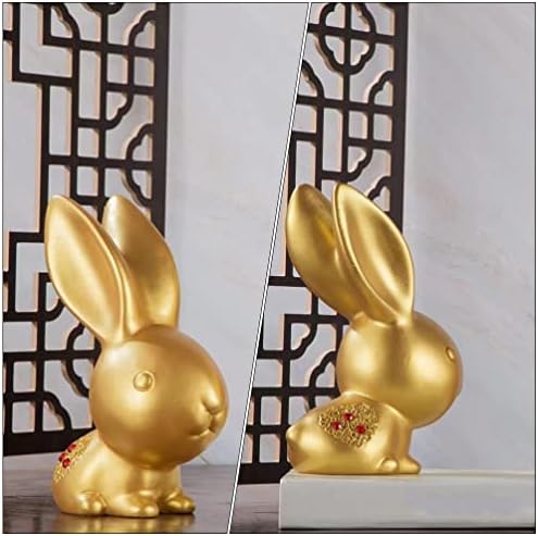 Amosfun Decord Decor Decor סיני גלגל המזלות ארנב צלמיות שנה חדשה ארנב פסל שולחן עבודה שולחן עבודה קישוט.