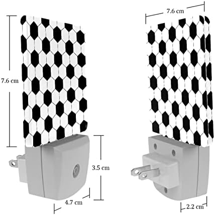 אור חישה אור לילה כדורגל שחור לבן, 2 חבילות לילה אורות תקע לתוך קיר, חם לבן הוביל מנורות לילה עבור משתלת,