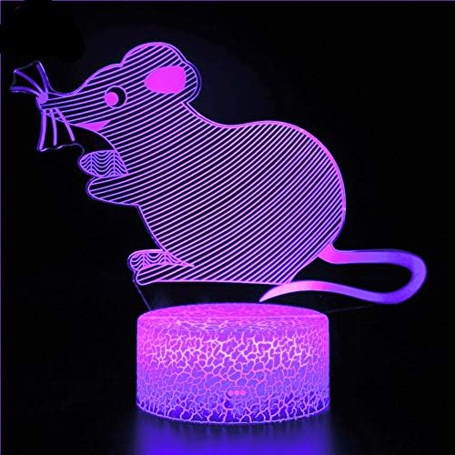 ג ' ינוול 3 עכבר לילה אור מנורת אשליה 7 צבע שינוי מגע מתג שולחן שולחן קישוט מנורות אקריליק שטוח בסיס