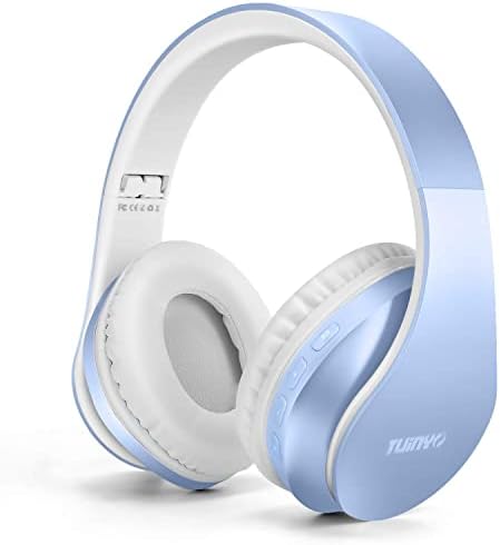 אוזניות Bluetooth של Tuinyo, אוזניות אלחוטיות מעל אוזן עם מיקרופון, אוזניות אלחוטיות סטריאו מתקפלות