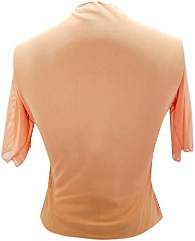 רשת מוחלטת לנשים שרוול שרוול קצר צמרות יבול חולצה מזדמנת הלבשה תחתונה עם חלוק עם חלוק