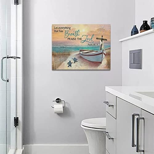 תמונות סירות צב ים קיר אמנות חוף חוף אמבטיה קיר קיר עיצוב אוקיינוס ​​ימי בד הדפסים ציור קישוטים לחוף