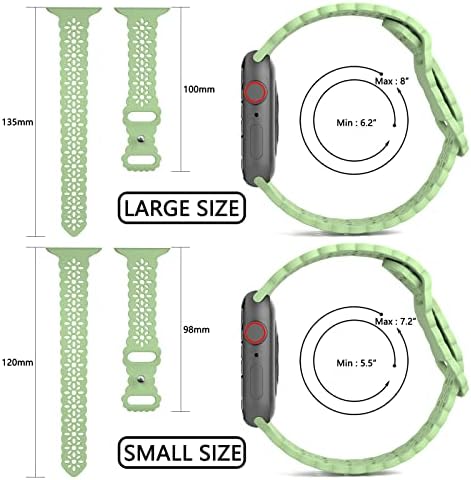 Lyfatz LACE Silicone פס תואם לפס שעון Apple 38 ממ 40 ממ 41 ממ 42 ממ 44 ממ 45 ממ 49 ממ, נשים רזות, צמיד