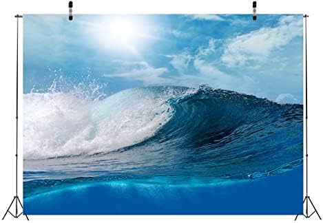 Loccor 9x6ft בד גלי אוקיינוס ​​תפאורה גלישה גדולה גלישה אוקיינוס ​​גל שמש נוף חתונה רקע רקע שטיח תינוק
