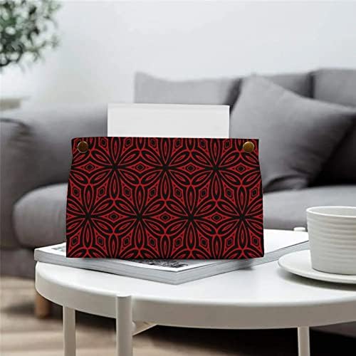אדום בנדנה גיאומטרית הדפסת קופסת רקמות מכסה עור רקמות עור מחזיק רקמות פנים מלבניות מארגן נייר מארז