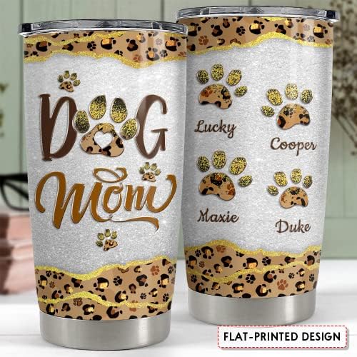 אישית כלב אמא כוס שיש נמר סגנון 20 עוז 30 עוז כוס עם מכסה מתנה לנשים כלב אוהבי על יום הולדת אמא של יום
