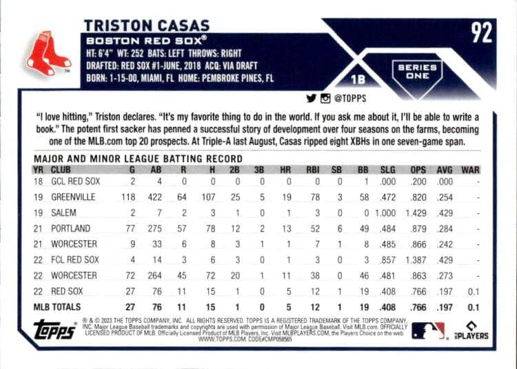 2023 Topps 92 Triston Casas NM-MT RC Rookie Red Sox