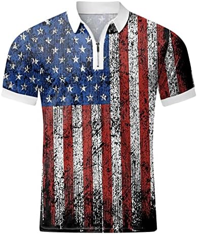 חולצות פולו דגל ארהב לגברים 4 ביולי חולצות טריקו פטריוטיות בקיץ וינטג 'שרוולים קצרים פולו ספורט גולף