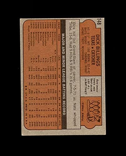 Dick Billings Hand חתום 1972 Topps Texas Texas Rangers