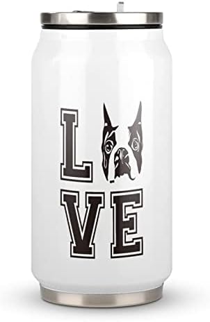 אהבה בוסטון טרייר כלב נסיעות קפה ספל נירוסטה בקבוק מים לשימוש חוזר כוס תה כוסות עם קש למשרד ביתי 300