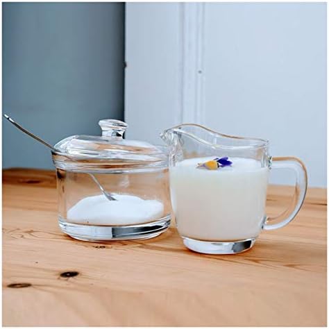 חלב קנקני חלב סוכר מזכוכית וסטית קפה קרם ערכת קערת סוכר זכוכית שקופה עם קנק