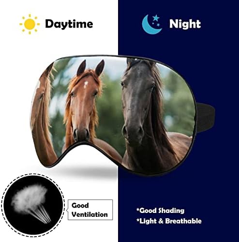 שלושה סוסים מצחיקים מסיכת עיניים שינה מצחיקה כיסוי עיניים מכוסות עיניים עם רצועה מתכווננת לנשים לגברים
