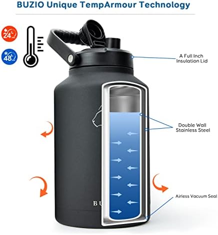 בוזיו ואקום מבודד נירוסטה בקבוק מים 40oz עם בוזיו 1.5 גלון קנק, בקבוק מים קיר כפול ללא BPA עם כיס נשיאה