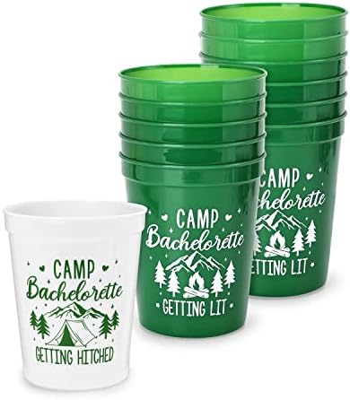 מחנה Nefelibata מסיבת רווקות כוסות פלסטיק 12 יחידות קמפינג קמפינג אצטדיון כוסות מקבלות מסיבת מקלחת כלה