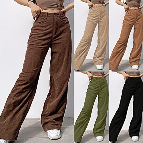 מכנסי Oiumov y2k לנשים, נשים מכנסי ג'ינס ישר כיסים גדולים Y2K מכנסיים ארוכים רחוב הדפס מזדמן דפוס אביב