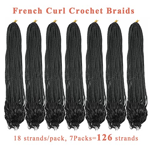 7 חבילות צרפתית תלתל סרוגה צמות 20 אינץ אלת תיבת צמות סרוגה שיער מראש כרך צרפתית מתולתל קולעת שיער לנשים
