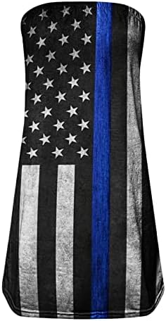 סטרפלס נשים טנק טנק אמריקאי דגל אמריקאי מודפס צינור עליון 4 ביולי חולצות טוניקה מזדמנות ללא שרוולים