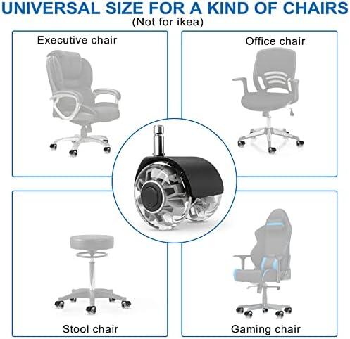 החלפת גלגלי כיסא משרדי-גלגלי גלגלית כבדים בגודל 2 אינץ', גלגלי כיסא מתגלגלים מהירים ושקטים, גלגלי כיסא