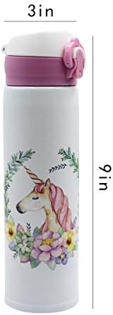 Leomoste Unicorn Defite בקבוק מים ספל נירוסטה ספל ואקום מבודד לנשים לילדות ילדות, 17 אונקיה
