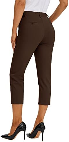 מכנסי קפרי מכנסיים של וויליט לנשים מכנסי יוגה עובדת מכנסי קפרי נמתחים מכנסי משרד מותניים גבוהים 21