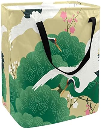 בציר יפני מנוף ציפור הדפסת מתקפל סל כביסה, 60 ליטר עמיד למים סלי כביסה סל כביסה בגדי צעצועי אחסון עבור