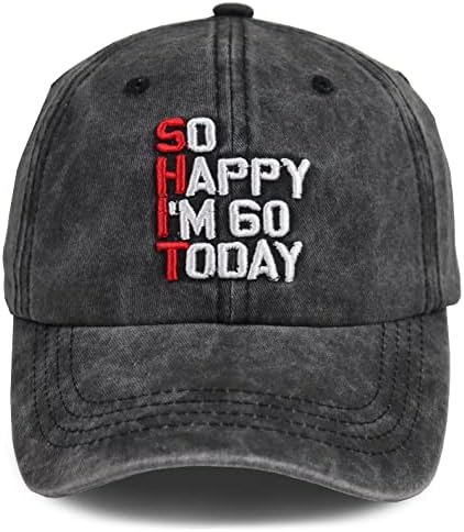 מצחיק 60 יום הולדת קישוטי מתנות לנשים גברים, כל כך שמח אני 60 היום 3ד רקום שטף כותנה בייסבול כובע