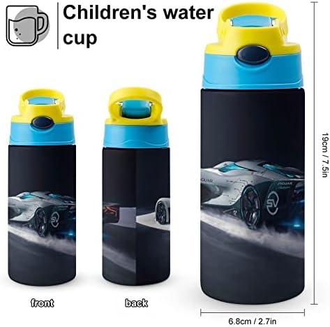 כוס תרמוס 500 מל בקבוק מים מבודד מכונית כחולה עם קש לספורט ונסיעות