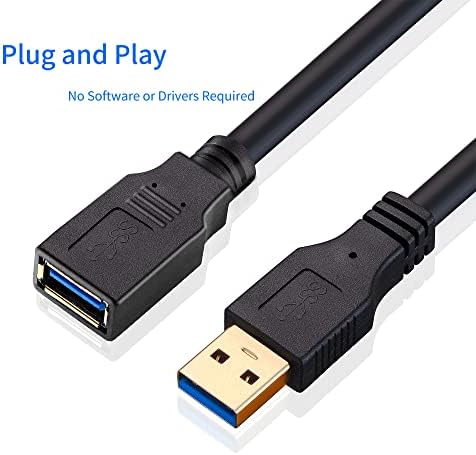Nanxudyj כבל סיומת USB 25ft USB 3.0 מאריך סוג A זכר לנקבה כבל העברת נתונים 5GBPS לפלייסטיישן, Xbox,