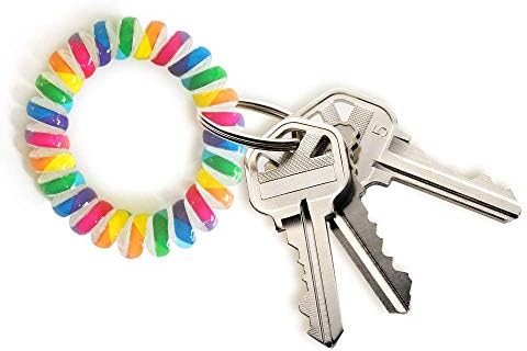 יד סליל יד מחזיק מפתחות צבעוני למתוח צמיד מפתח שרשרת עבור חדר כושר, בריכה, מזהה תג 10 יחידות