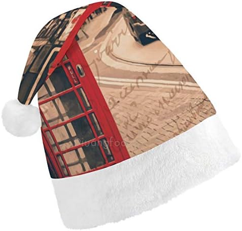 חג המולד סנטה כובע, טלפון-תא חג המולד חג כובע למבוגרים, יוניסקס נוחות חג המולד כובעי לשנה חדשה חגיגי