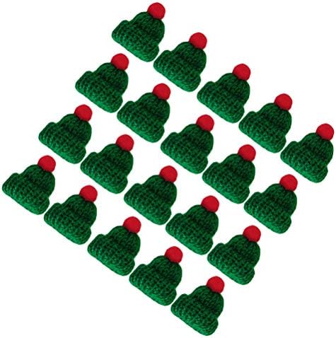 60 יחידות מיני צמר כובע סרוג סנטה כובע עבודת יד אביזרי בגדי קישוט חג המולד קישוטי חג המולד מתנות