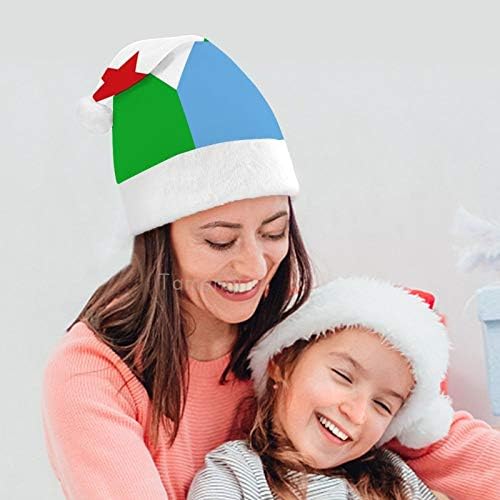 חג המולד סנטה כובע, ג ' יבוטי דגל חג המולד חג כובע למבוגרים, יוניסקס נוחות חג המולד כובעי לשנה חדשה