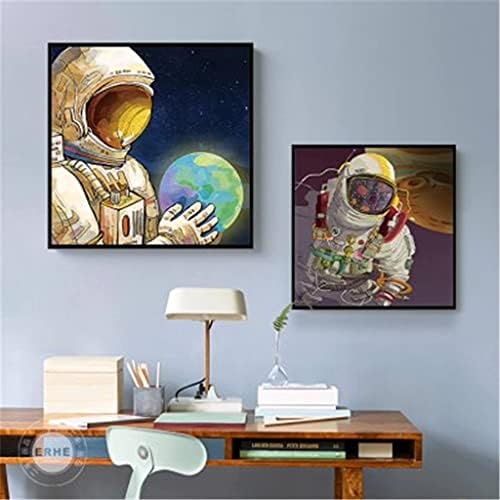 DFHH קיר אמנות יצירתי נורדי סגנון מודרני ציור דקורטיבי אסטרונאוט לימוד חדר שינה ציורים תלויים