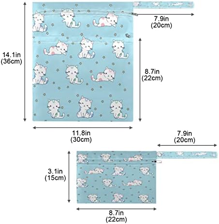 קיגאי 2 יחידות שקיות יבשות רטובות לחיתולי בד לתינוקות חתול חמוד שקית רטובה לשימוש חוזר לשימוש חוזר עם