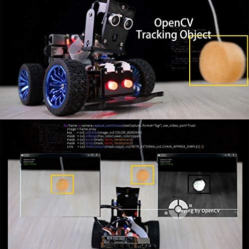 Adeept Mars Rover Picar-B ערכת מכוניות רובוט חכמה עבור Raspberry Pi 4/3 דגם B+/B/2B, זיהוי דיבור, מעקב